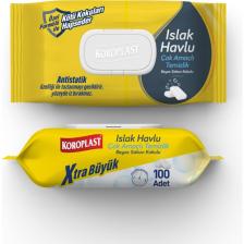 Koroplast 100'LÜ Çok Amaçlı Islak Temizlik Havlusu Beyaz Sabun Kokulu (Extra Büyük Boy, Mop Uyumlu)