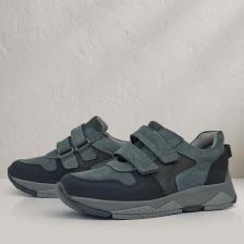 Rakerplus Hakiki Deri Koyu Gri Siyah Çocuk Cırtlı Sneakers Spor Ayakkabı