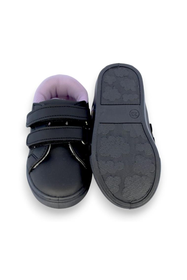 First Step Unicorn Baskılı Siyah Cırt Cırtlı Kız Çocuk Günlük Sneaker Spor AYAKKABI-S-1006