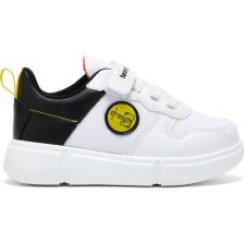 Tonny Black Çocuk Unisex Beyaz Siyah Rahat Kalıp Cırtlı Ayakkabı
