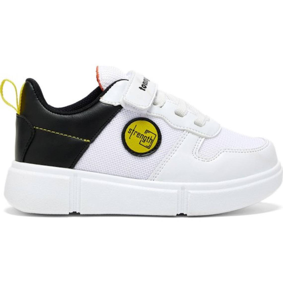 Tonny Black Çocuk Unisex Beyaz Siyah Rahat Kalıp Cırtlı Ayakkabı
