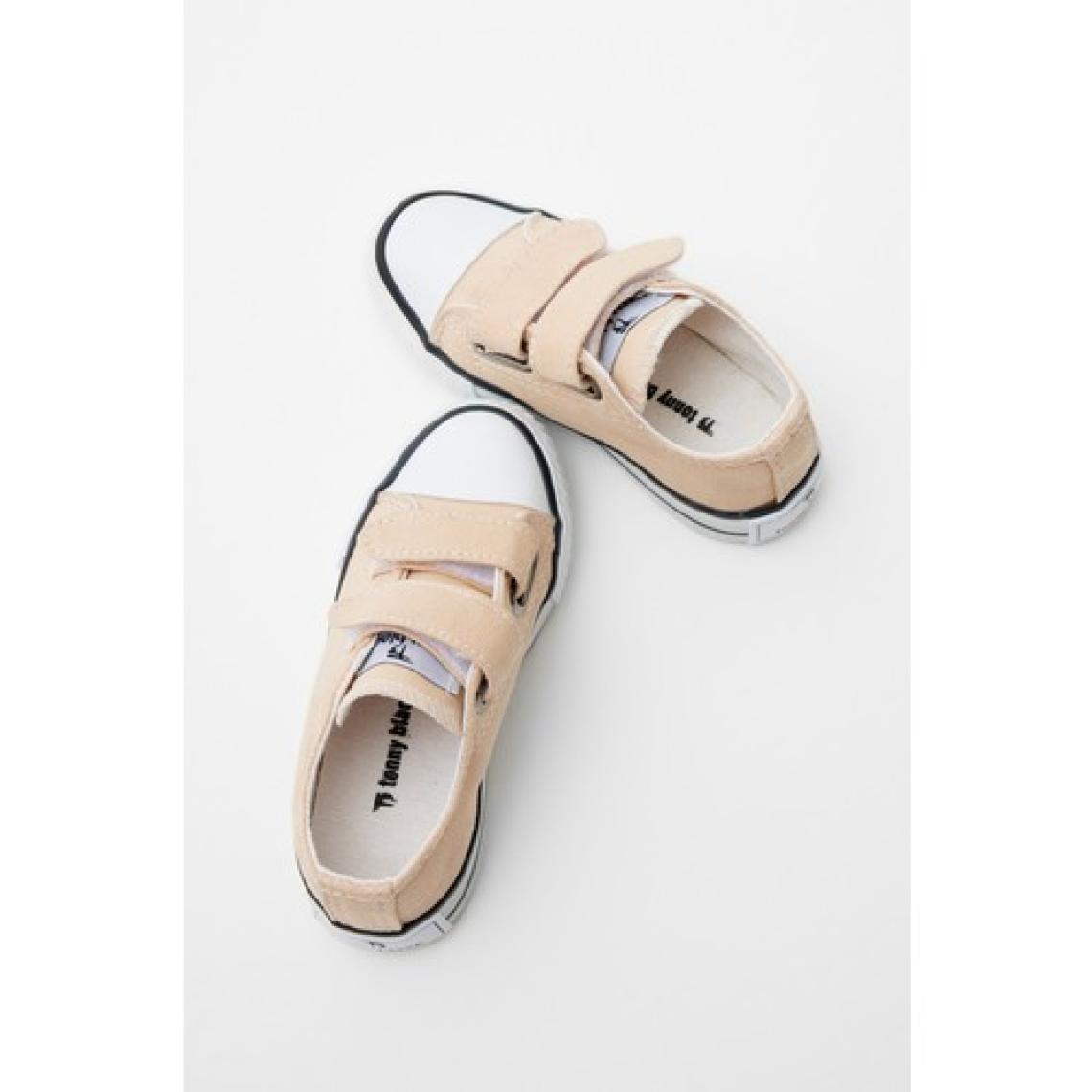 Çocuk Unisex Bej Kauçuk Taban Keten Cırtlı Spor Ayakkabı