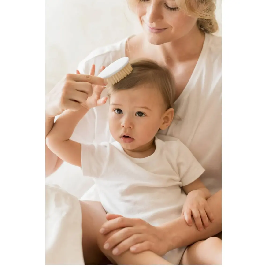 Baby Jem Doğal Kıl Fırça Tarak Seti Mavi