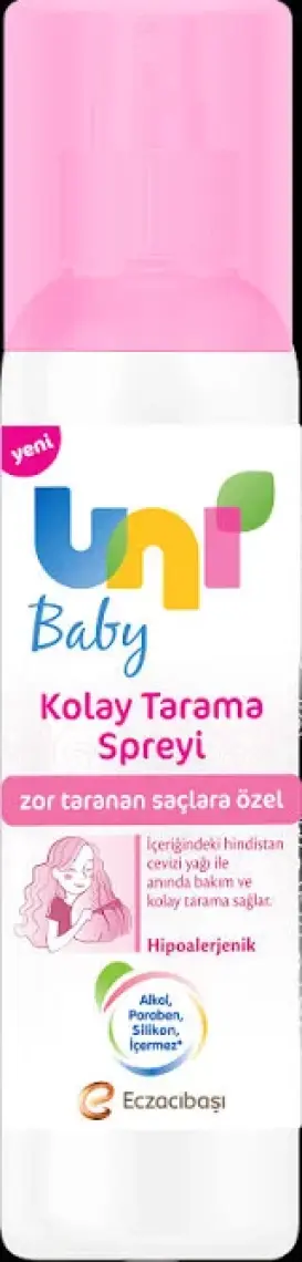 Uni Baby Kolay Tarama Spreyi - Alkol, Paraben ve Silikon İçermeyen, 200 ml, Hassas Ciltler için Doğal Formül