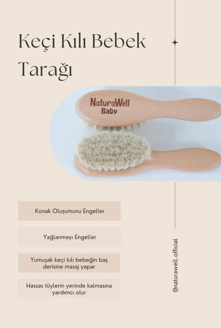 Naturawell %100 Keçi Kılı Doğal Bebek Saç Fırçası