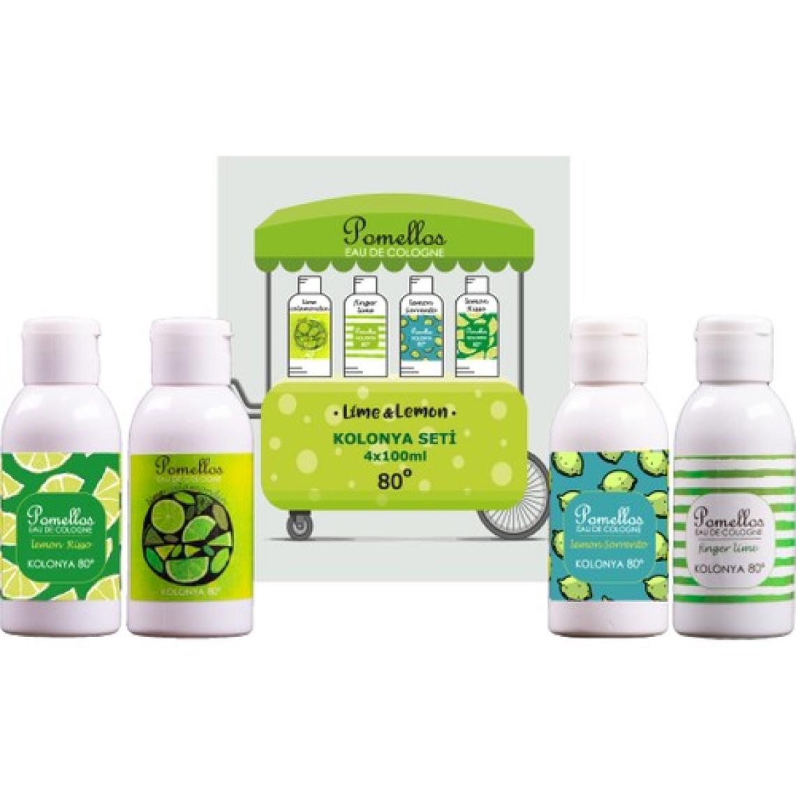 Pomellos Lıme & Lemon 4'lü Kolonya Seti (4X100 Ml, 80 Derece, Pet Şişe)
