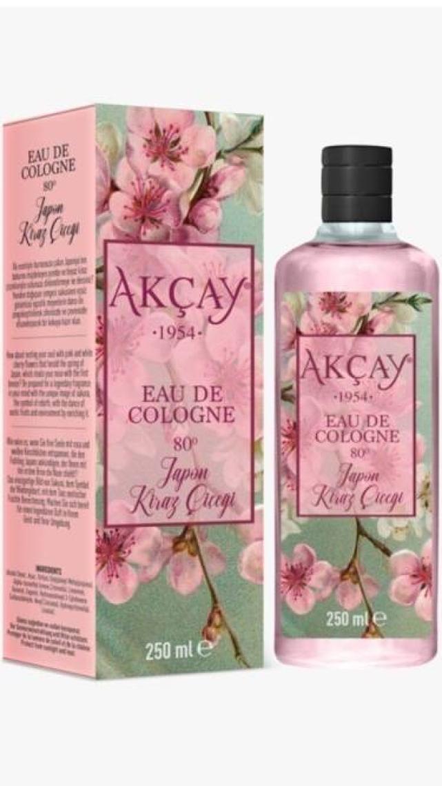 Akçay Kiraz Çiçeği Kolonyası 70° 250 ml Kutulu Cam Şişe