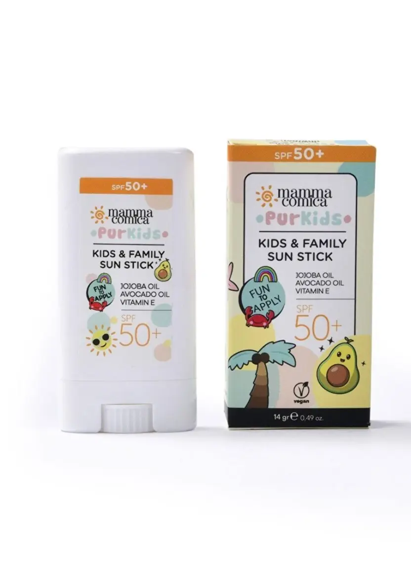 MammaComica Dough Purkids Yüksek Korumalı Bebek Çocuk Güneş Koruyucu Stick Yeni Nesil Organik Filtre Uva Uvb SPF50+ Pa+++ 14GR