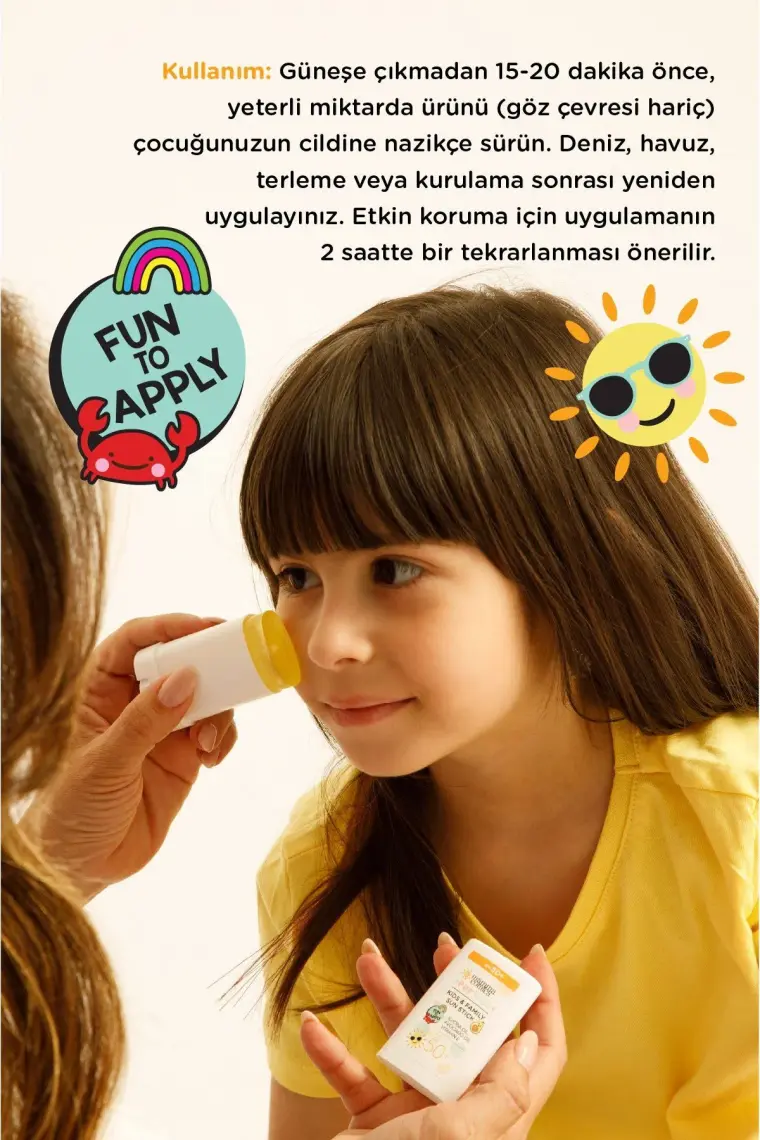 MammaComica Dough Purkids Yüksek Korumalı Bebek Çocuk Güneş Koruyucu Stick Yeni Nesil Organik Filtre Uva Uvb SPF50+ Pa+++ 14GR