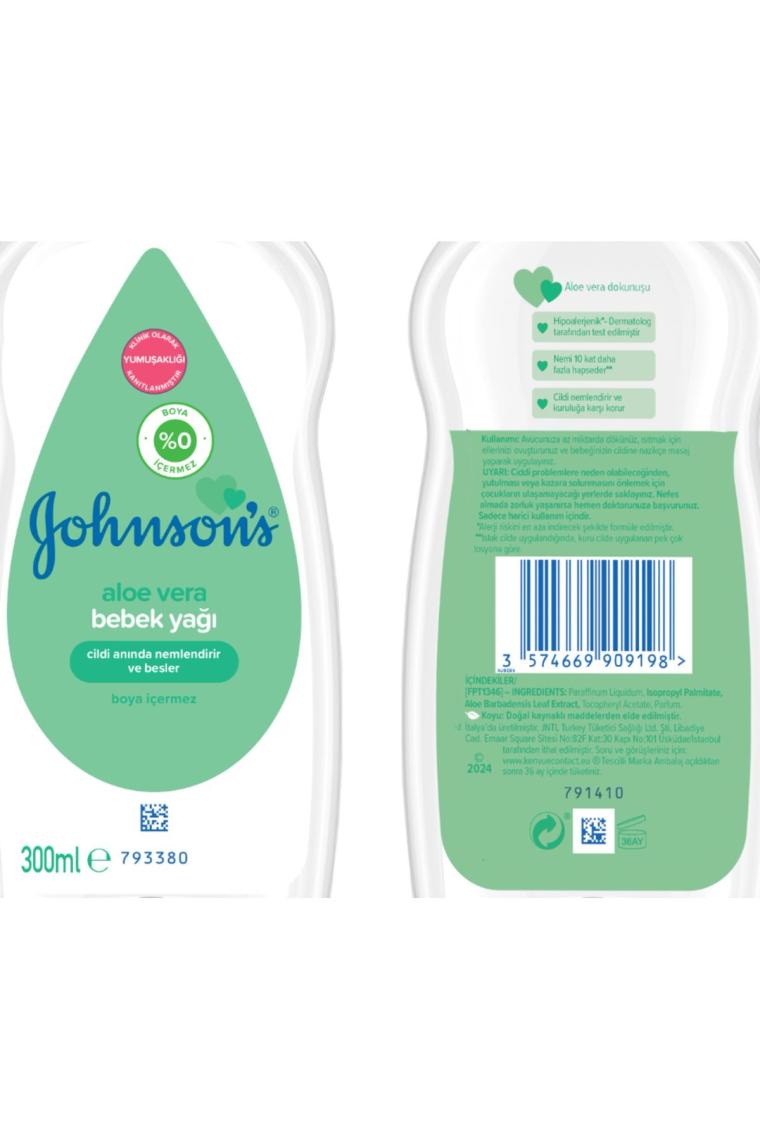 Johnsons Johnson's Aloe Vera Bebek Yağı 300 ml X2