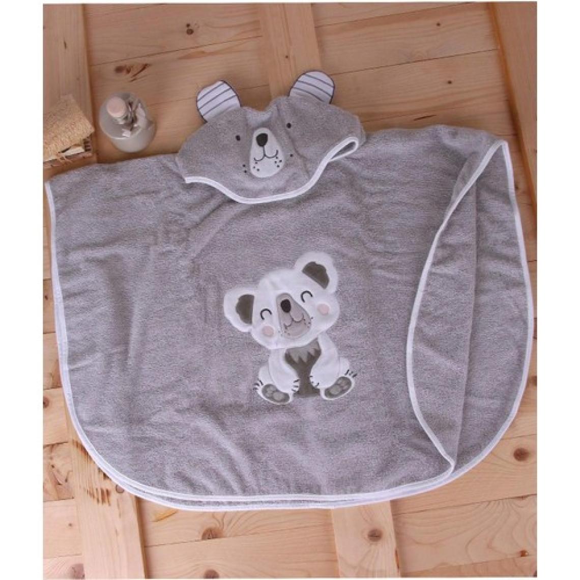 Pamuk Yuvarlak Koala Çocuk Banyo&plaj Panço Havlu Gri Tek Ebat
