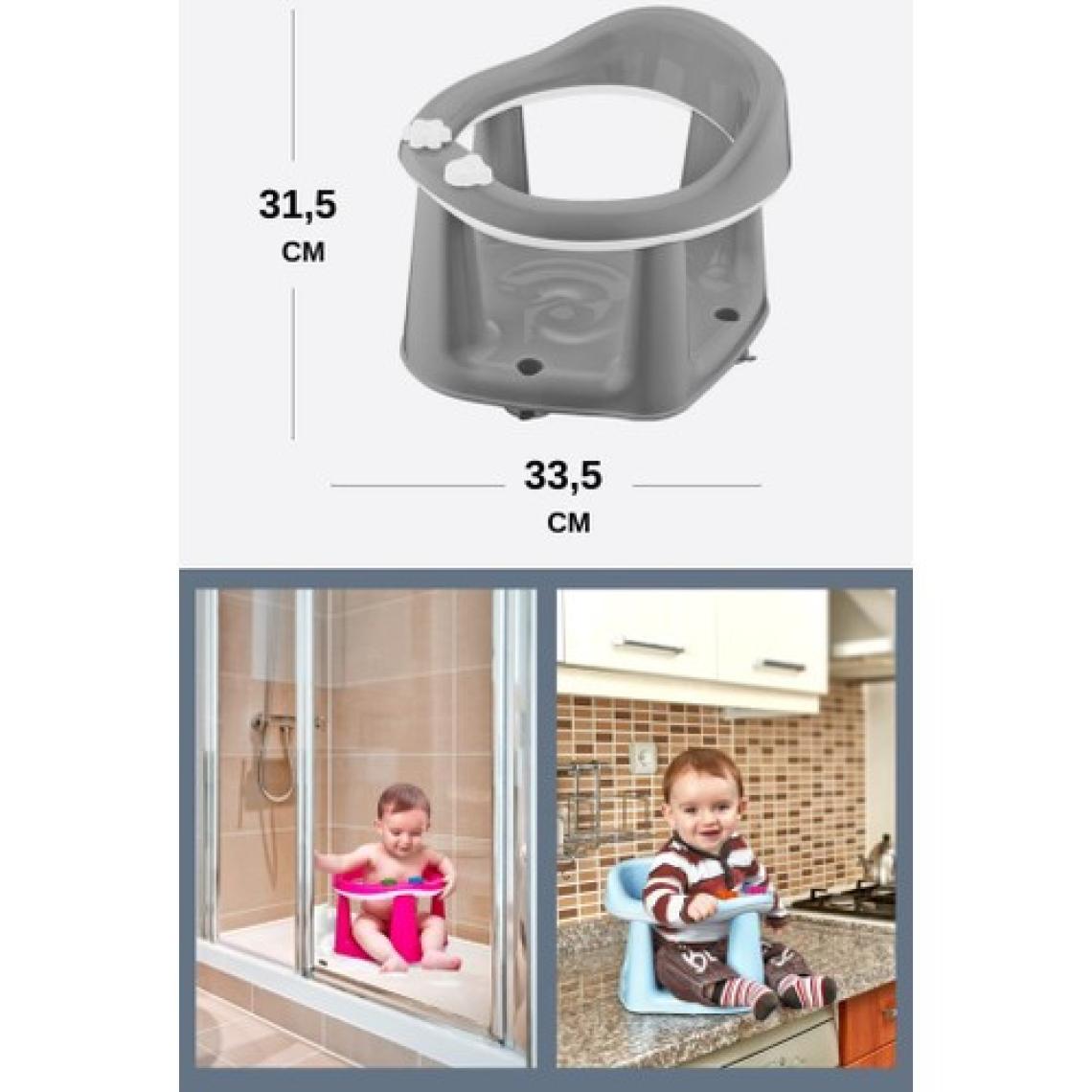 • Flosoft Vakumlu Bebek Banyo Oturağı & Mama Oturağı 2’si 1 Arada Gri