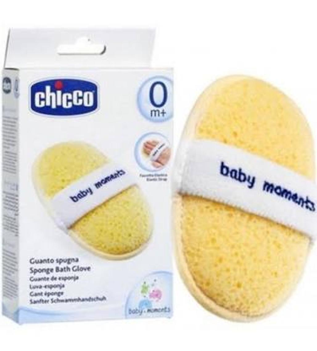 Chicco Bebek Banyo Eldiveni - Yumuşak Mavi Sünger, Sabun Cepli ve Elastik Bileklikli