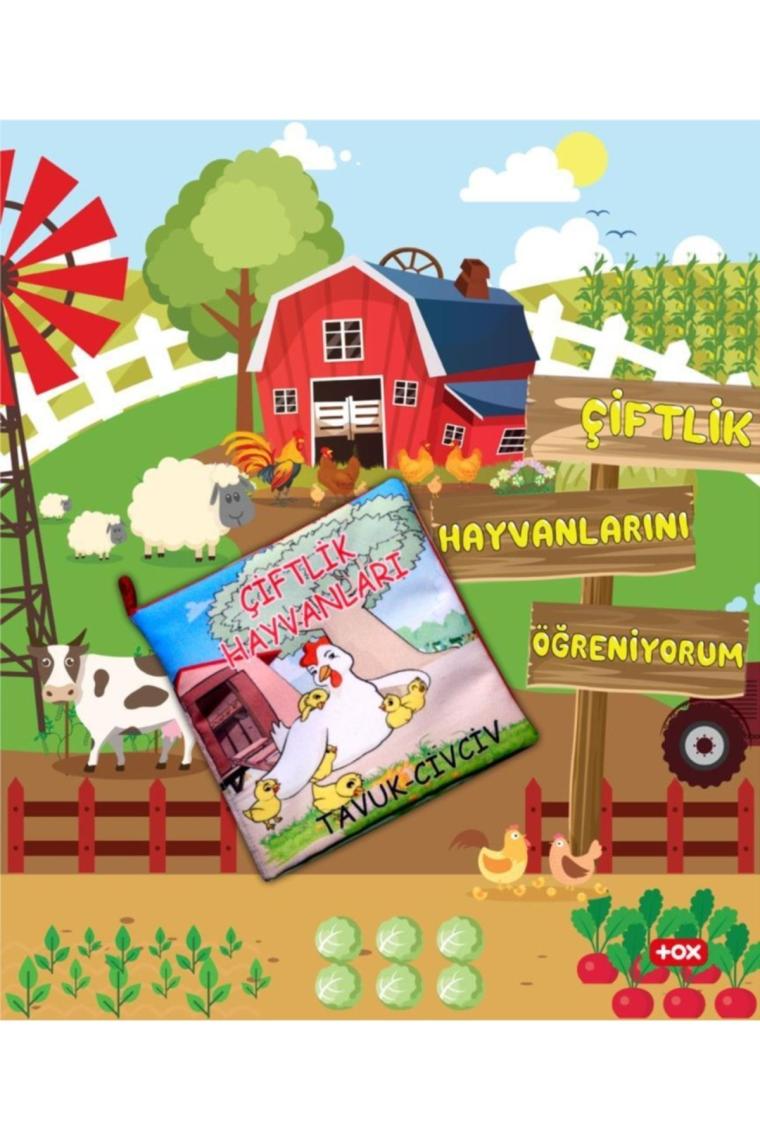 Tox Çiftlik Hayvanları Kumaş Sessiz Kitap T058 - Bez Kitap , Eğitici Oyuncak , Yumuşak ve Hışırtılı
