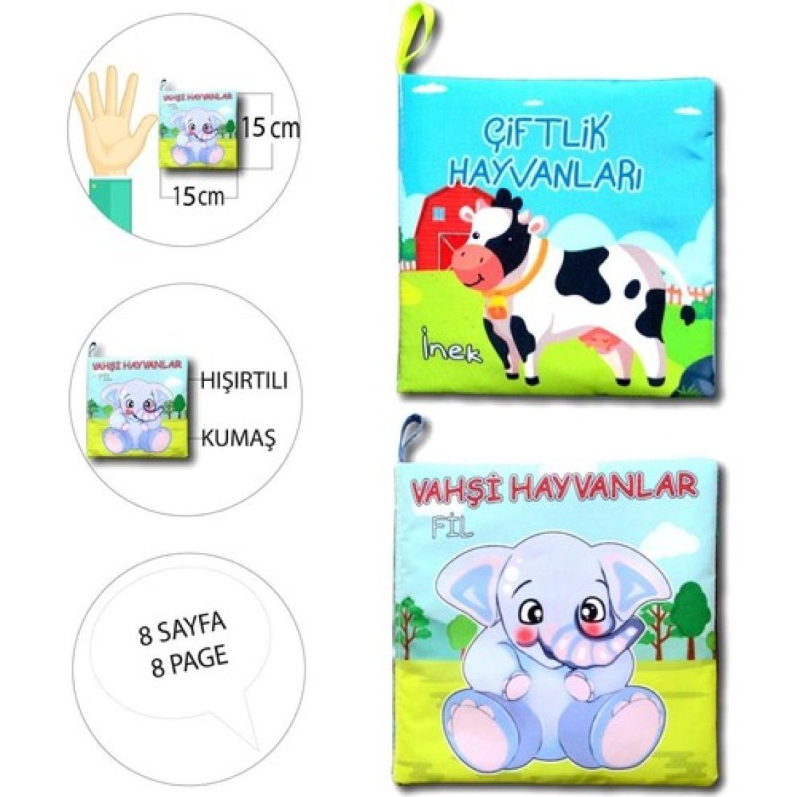 Tox 2 Kitap Tox Çiftlik Hayvanlar ve Vahşi Hayvanlar Kumaş Sessiz Kitap T134/T111 - Bez Kitap , Eğitici Oyuncak , Yumuşak ve Hışırtılı