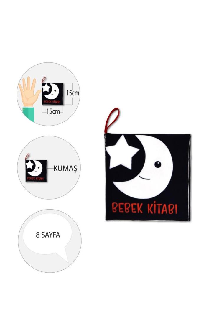 Tox Bebek Siyah-Beyaz Kumaş Sessiz Kitap T397 - Bez Kitap , Eğitici Oyuncak , Yumuşak ve Hışırtılı