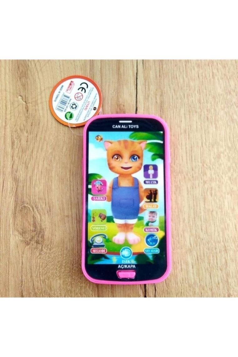 Oyuncak Kedili Işıklı Akıllı Pembe Cep Telefonu 0179