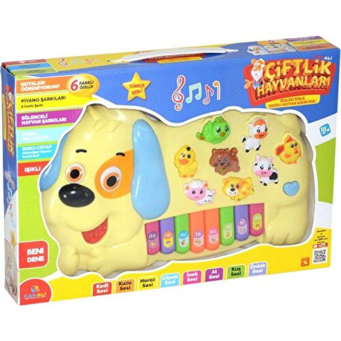 Can Ali Toys Çiftlik Hayvanları Işıklı Müzikli Köpek Görünümlü Piyano