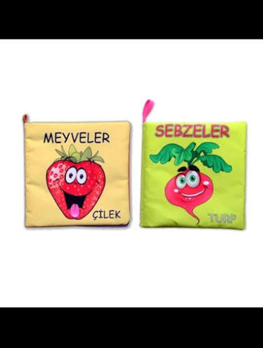 2 Kitap Tox Meyveler ve Sebzeler Kumaş Sessiz Kitap T113/T49 - Bez Kitap , Eğitici Oyuncak , Yumuşak ve Hışırtılı