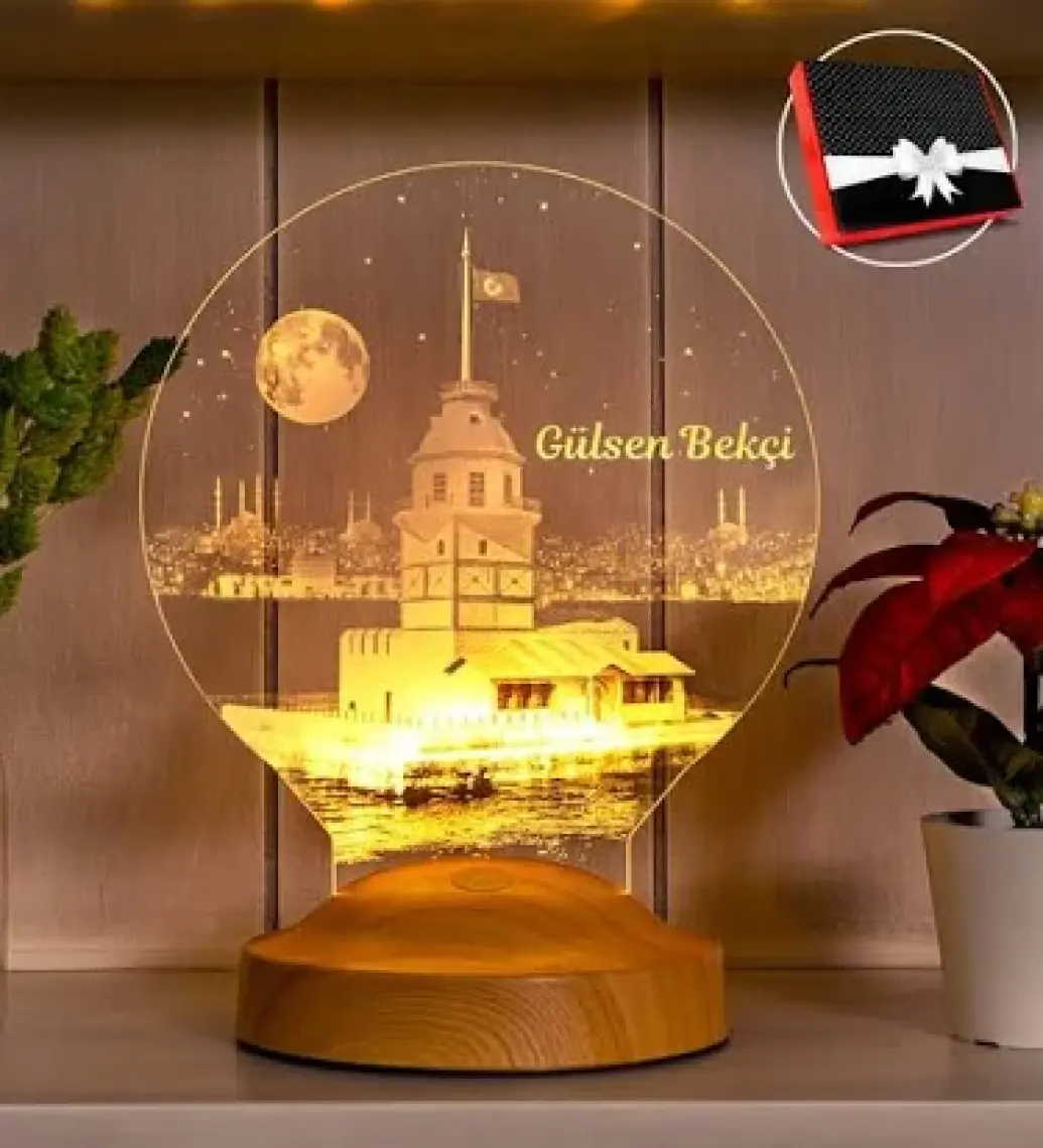 Kız Kulesi Tasarımlı LED Lamba - Sevgiliye Özel Romantik İstanbul Hatırası ve Doğum Günü Hediyesi