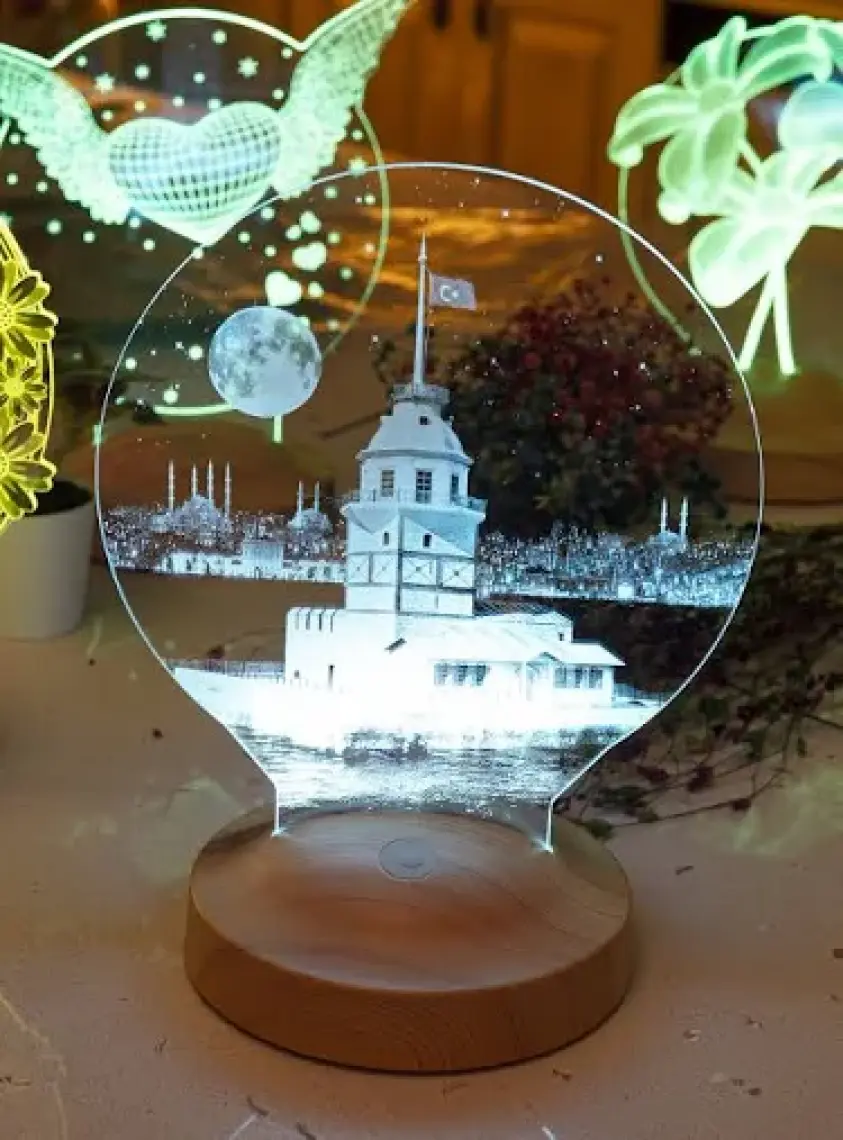 Kız Kulesi Tasarımlı LED Lamba - Sevgiliye Özel Romantik İstanbul Hatırası ve Doğum Günü Hediyesi