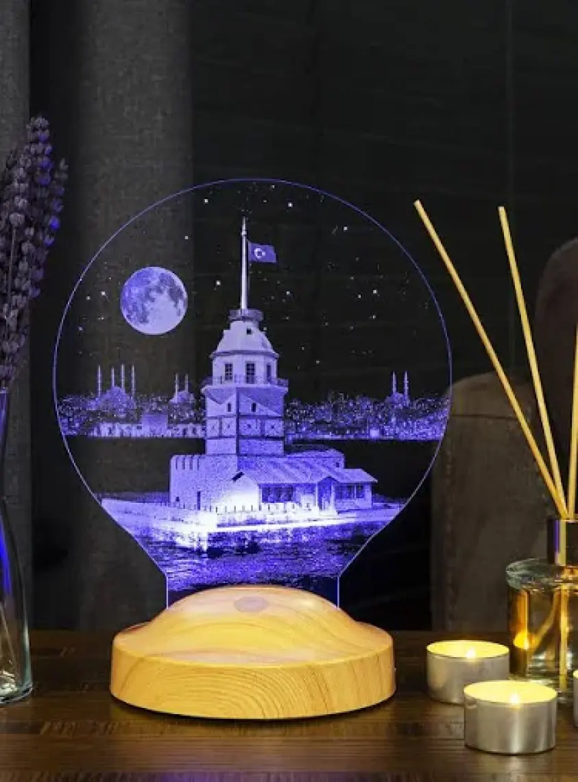 Kız Kulesi Tasarımlı LED Lamba - Sevgiliye Özel Romantik İstanbul Hatırası ve Doğum Günü Hediyesi