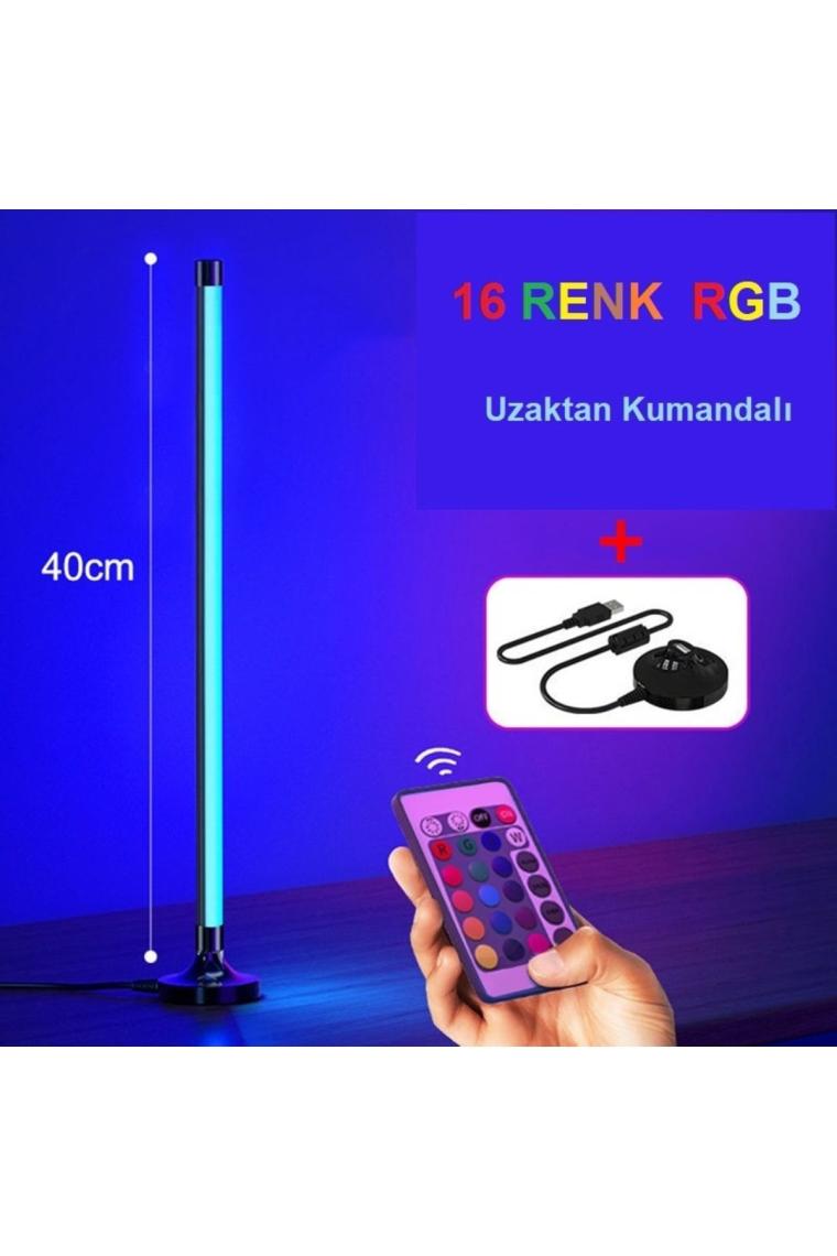 Upway Dolgu LED Işık USB 16 Renk Kumandalı 40 cm Rgb Aydınlatma Gece Lambası