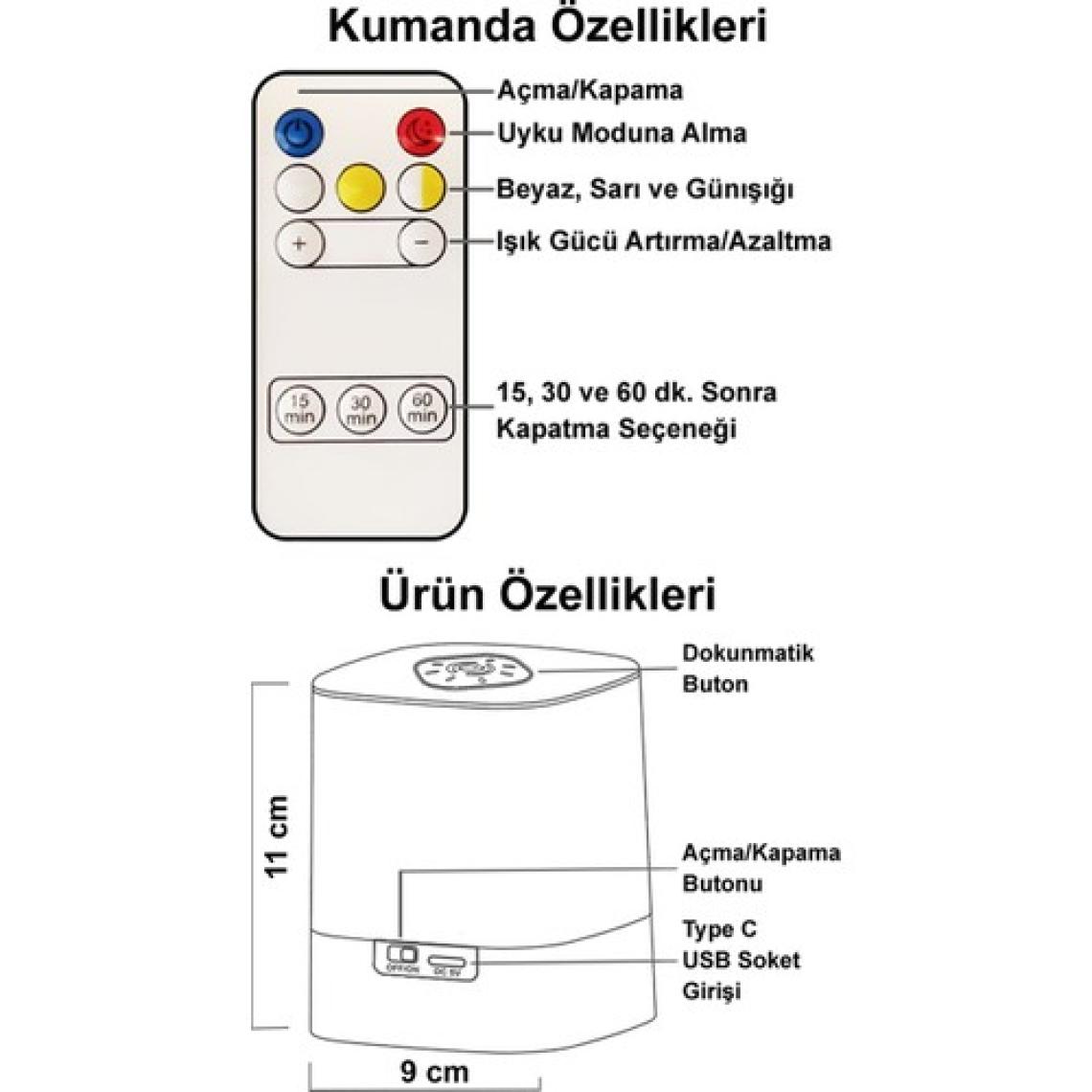 Masaüstü Şarjlı LED Aydınlatma  - Gece Lambası / GT-CL09