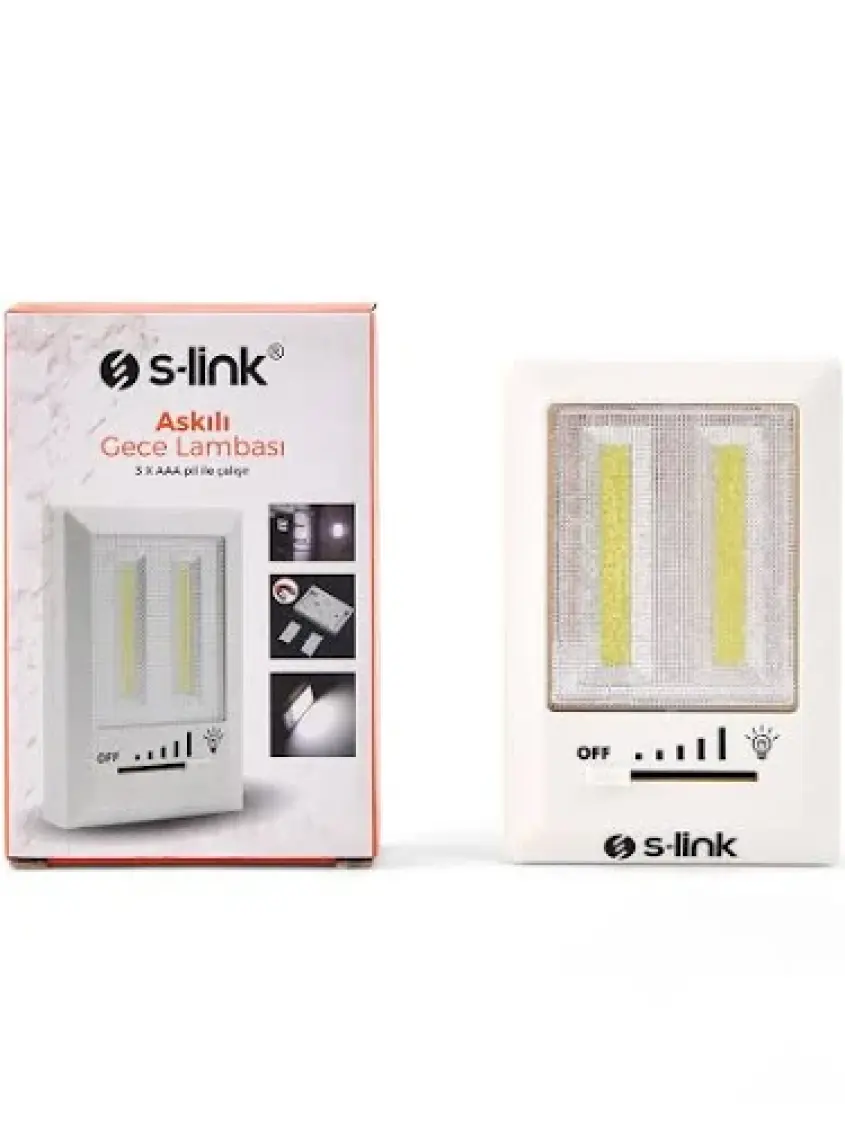 S-Link SL-8700 Kademe Ayarlı LED 3*aaa Pilli Gece Lambası