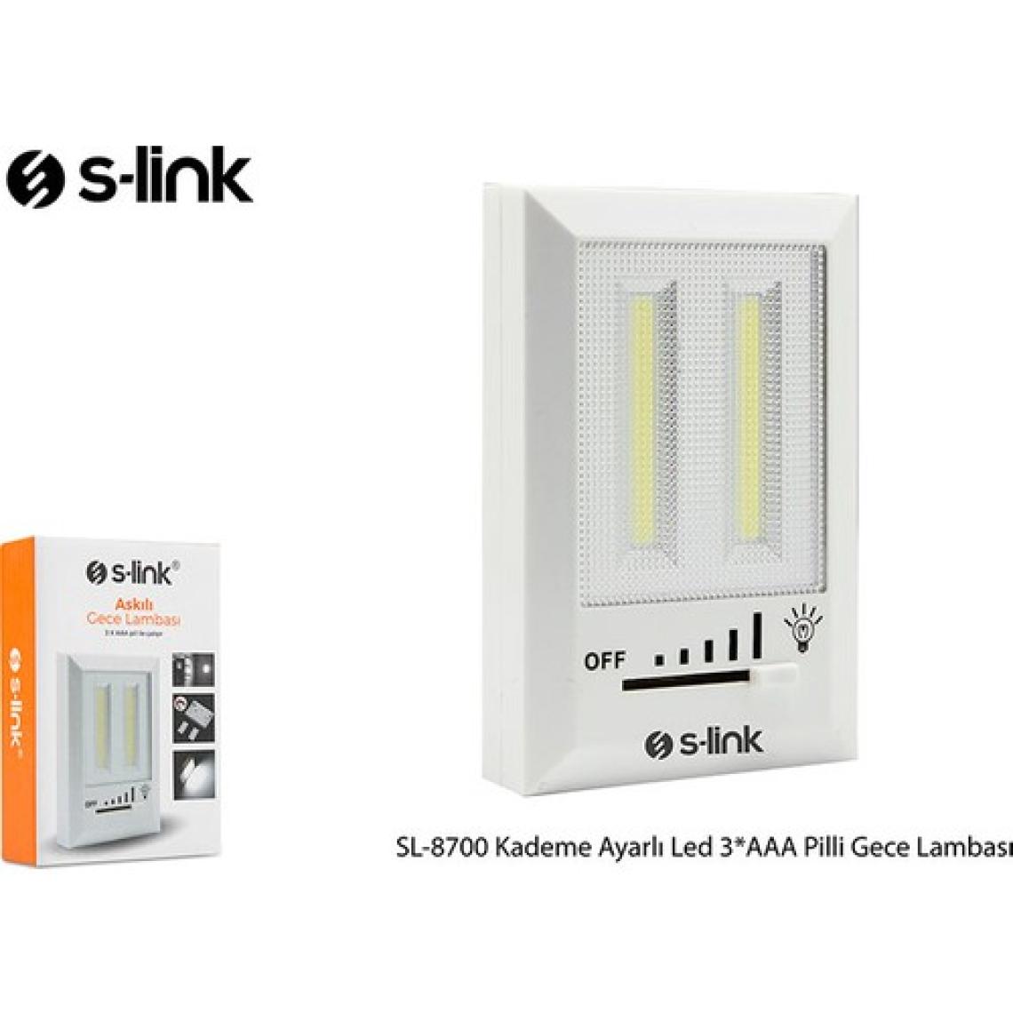 S-Link SL-8700 Kademe Ayarlı LED 3*aaa Pilli Gece Lambası