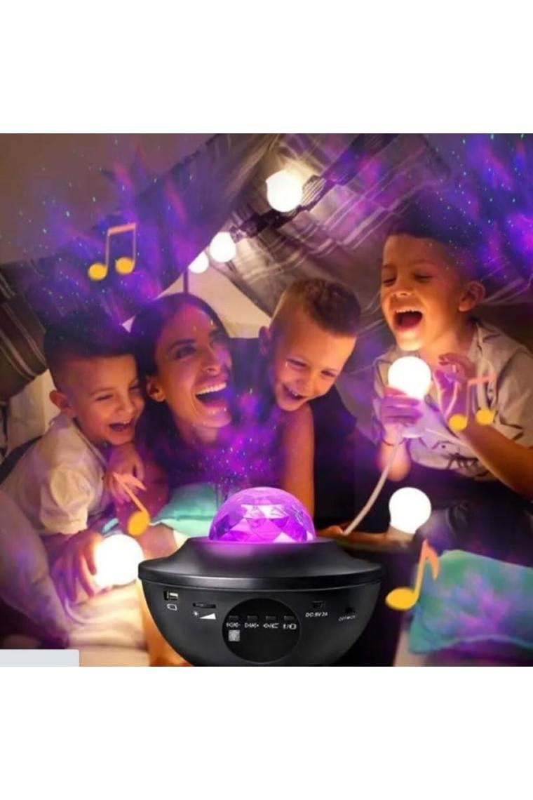 Coverzone Galaksi Gökyüzü ve Yıldızları Yansıtan Projektörü Gece Lambası Hoparlör Özellikli LED Rgb Işıklı Uzaktan Kumandalı 3 Farklı Aydınlık Seviyesi Telefon ile Bluetooth Bağlantı 13CM x 16CM SP17