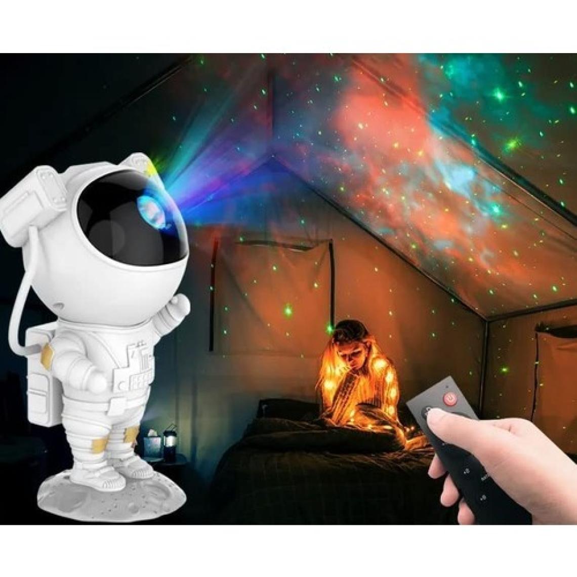 Coverzone Astronot Gece Lambası Dekoratif Uzaktan Kumandalı Galaksiler ve Yıldızlar 8 Farklı Mod Ile Göz Yormayan Uzay Efektleri Gökyüzü Projeksiyon Işığı Çocuk ve Genç Odası Için Hediyelik LP846