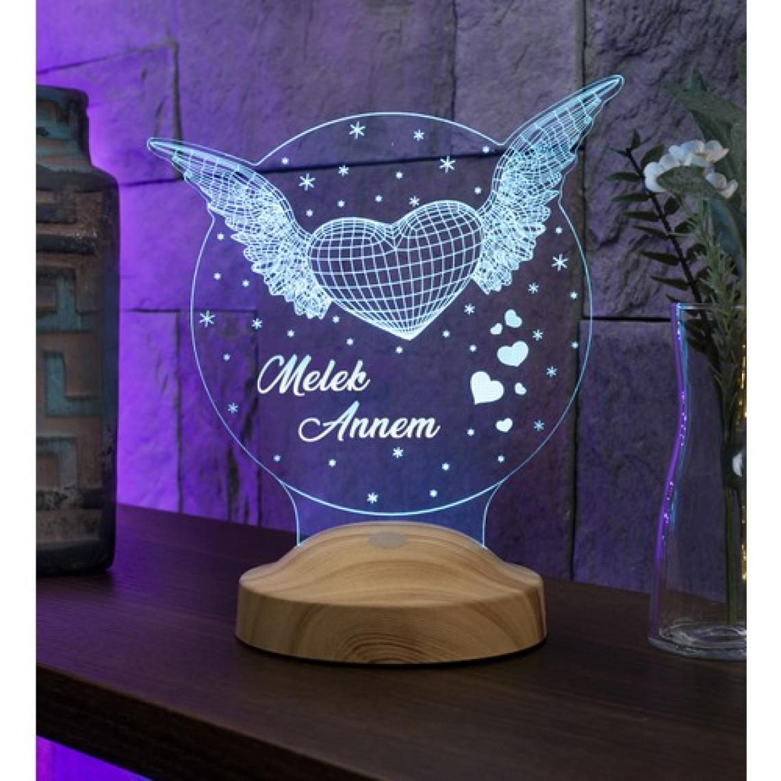Sevgi Lambası 3D LED Lamba - Kanatlı Tasarım, Anneler Günü İçin Kişiye Özel ve Anlamlı Hediye