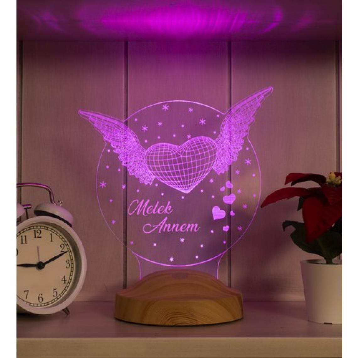 Sevgi Lambası 3D LED Lamba - Kanatlı Tasarım, Anneler Günü İçin Kişiye Özel ve Anlamlı Hediye