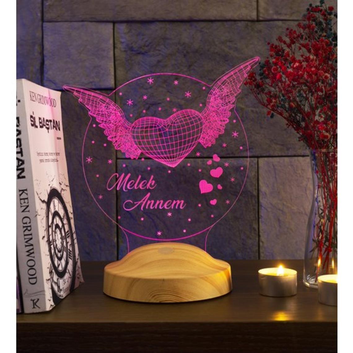 Sevgi Lambası 3D LED Lamba - Kanatlı Tasarım, Anneler Günü İçin Kişiye Özel ve Anlamlı Hediye