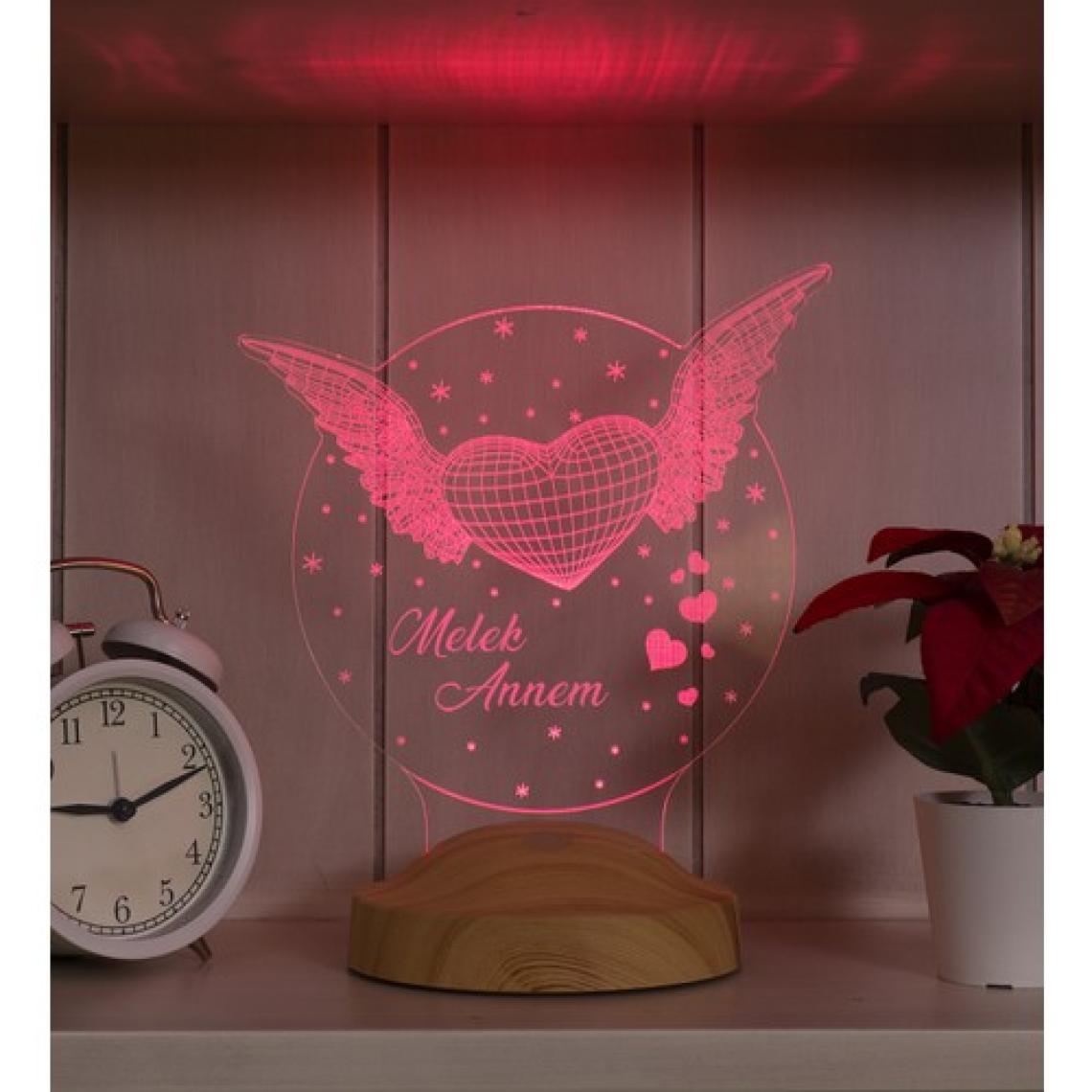 Sevgi Lambası 3D LED Lamba - Kanatlı Tasarım, Anneler Günü İçin Kişiye Özel ve Anlamlı Hediye