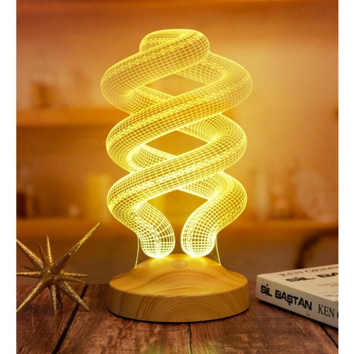 Spiral Şeklinde Gece Lambası, Helezon 3D Led Lamba