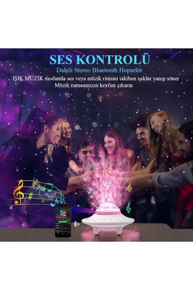 Dailytech Starry Gala x y Projektör Hoparlör Bluetooth Ufo Gece Lambası