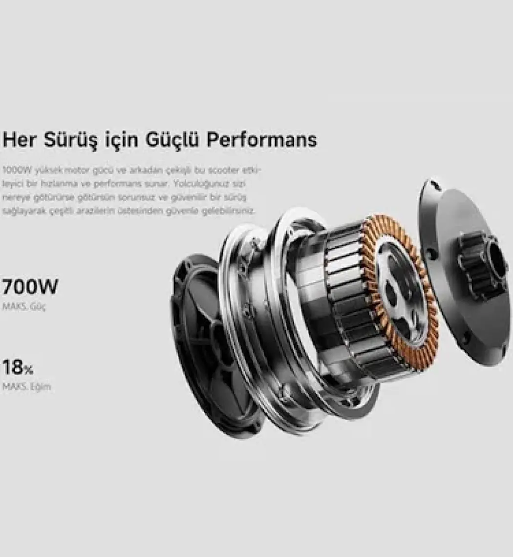Navee Gt3 Elektrikli Scooter - 700W Güç - 50 Km Menzil - %18 Eğim Perf. - 25 Km Hız-Tcs - Çift Süspansiyon