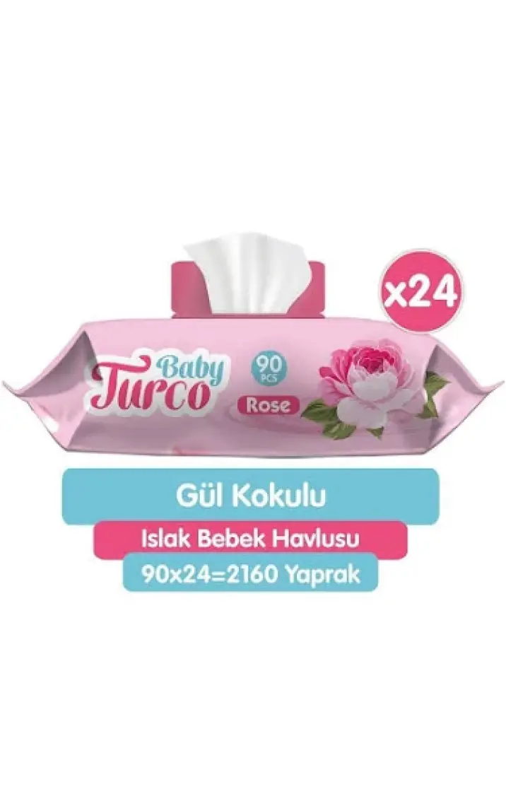 Baby Turco Gül Kokulu Islak Bebek Havlusu 24 x 90