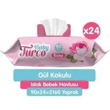 Baby Turco Gül Kokulu Islak Bebek Havlusu 24 x 90