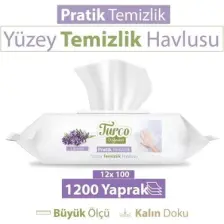 Turco Doğadan Pratik Yüzey Temizlik Havlusu Lavanta 12x100 (1200 Yaprak)