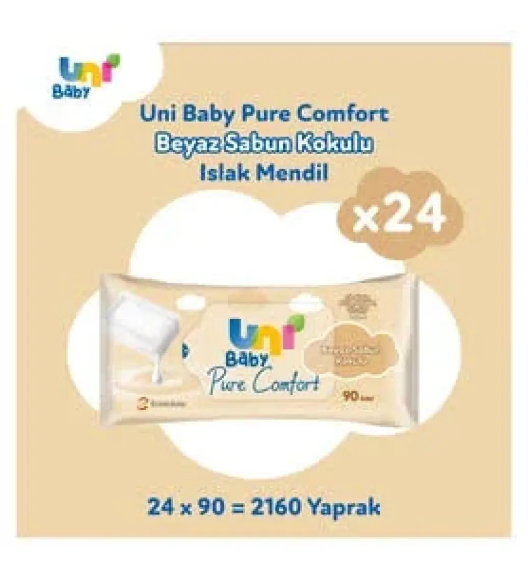 Uni Baby Pure Comfort Beyaz Sabun Kokulu Islak Mendil 24'lü 2160 Yaprak