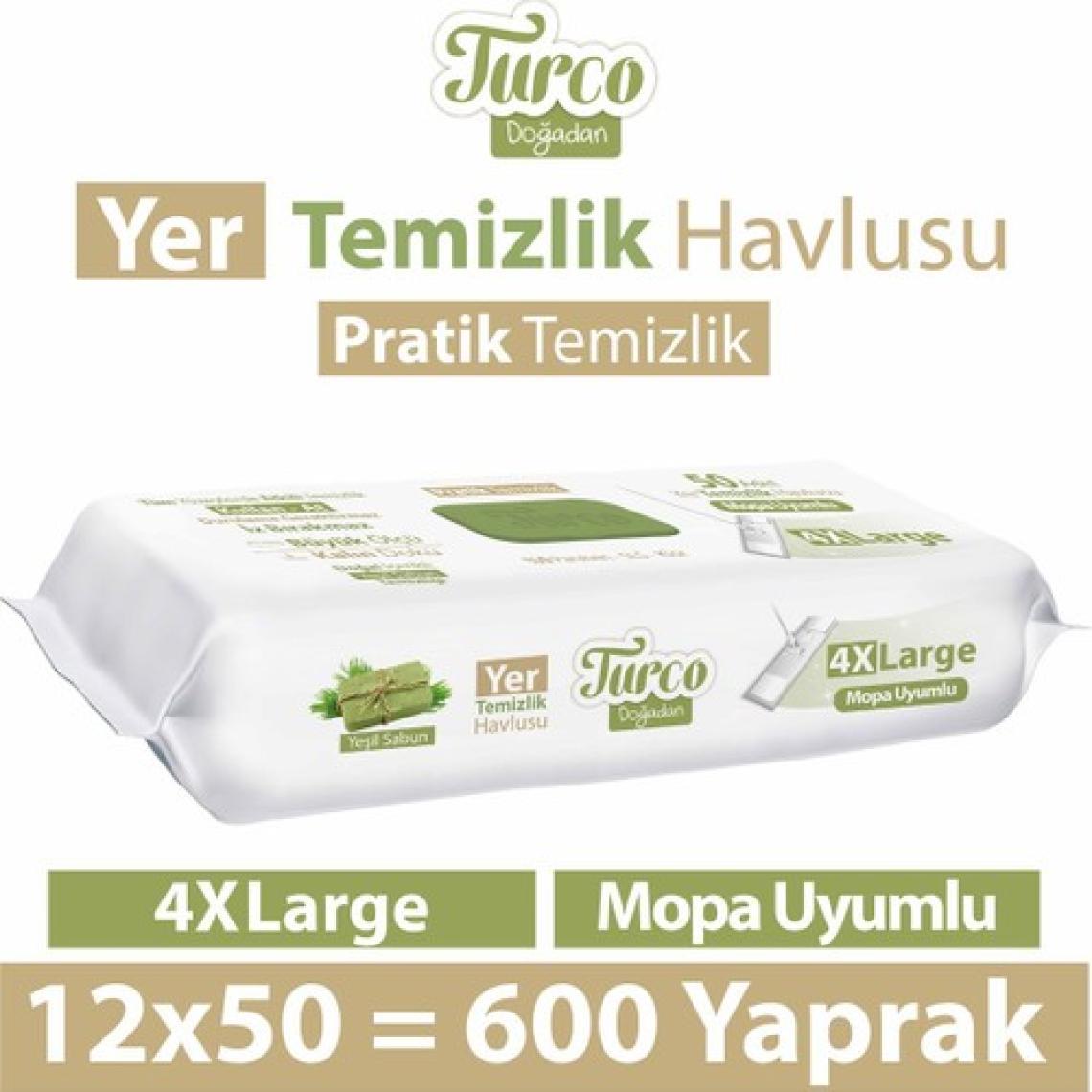 Turco Doğadan Yer Temizlik Havlusu Yeşil Sabun 12X50(600 Yaprak)
