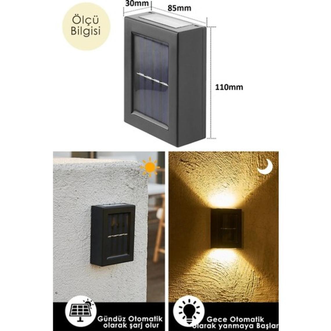 Cryfox 4 Ledli Solar Çift Taraflı Duvar Lambası Güneş Enerjili Aydınlatma Dekorasyon Aplik Işık