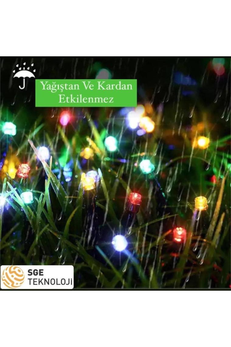 Sge Teknoloji  Güneş Enerjili 100 LED 12 Metre Rgb Çok Renkli Bahçe Aydınlatması LED Işık