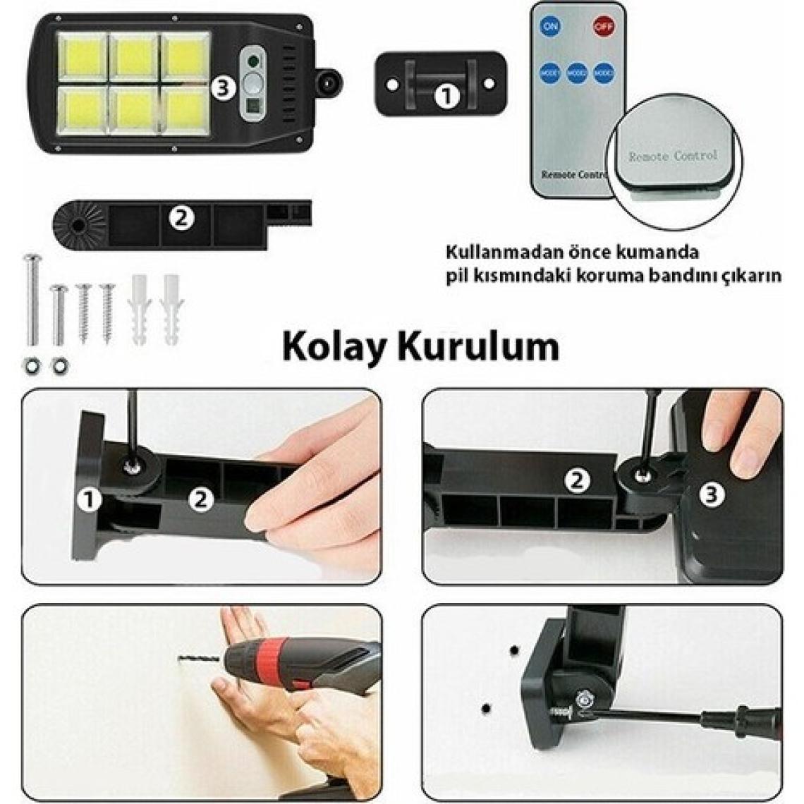 Deco Elit Solar LED Bahçe Sokak Lambası Hareket Sensörlü Kumandalı 3 Modlu Güneş Enerjili