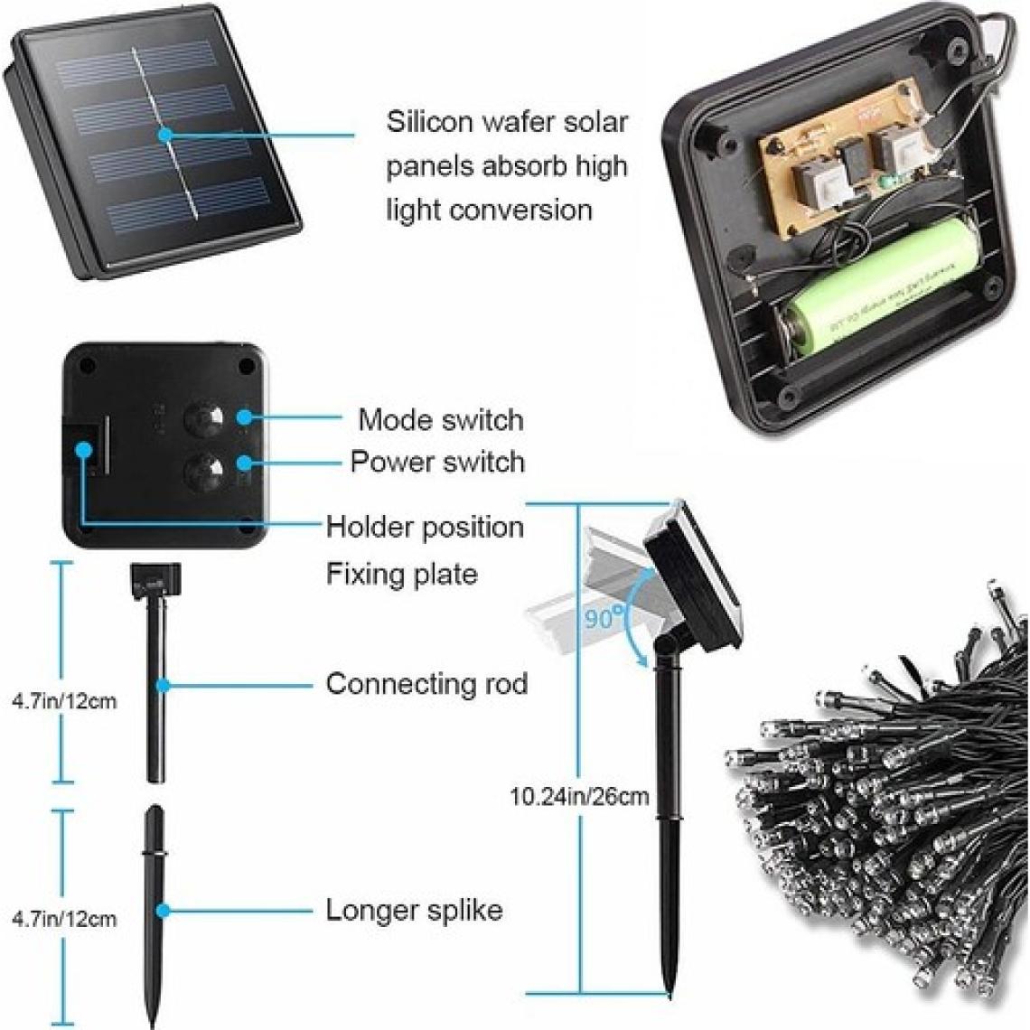 Schulzz Solar Güneş Enerjili Dış Bahçe 8 Modlu 20METRE 200 LED Aydınlatma