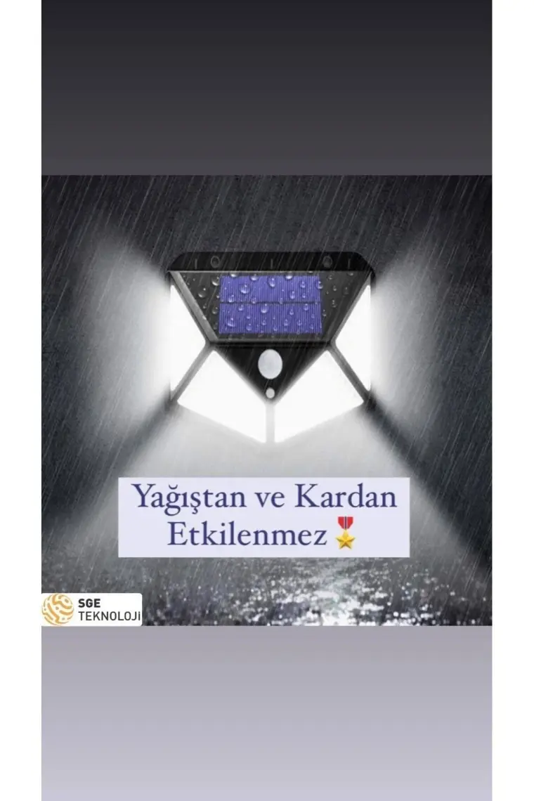 Mighty Solar Bahçe Lambası 100 Ledli Sensörlü Solar Lamba Güneş Enerjili Bahçe Aydınlatma
