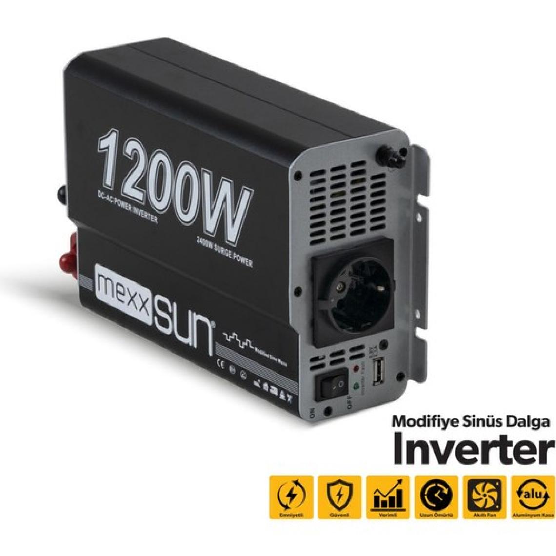 Mexxsun Modifiye Sinus 12V 1200W Inverter Invertör